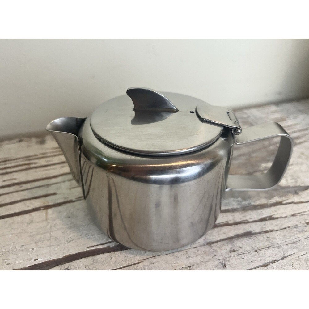 Rare Vintage MCM Old Hall Stainless Steal Teapot 3/4pt Modern Art Deco Retro - Picture 3 of 9